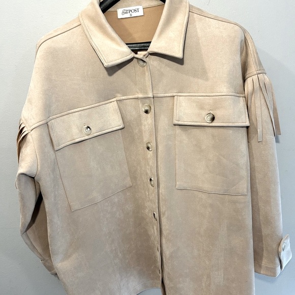 NWOT The Post women’s beige suede jacket w fringe size S